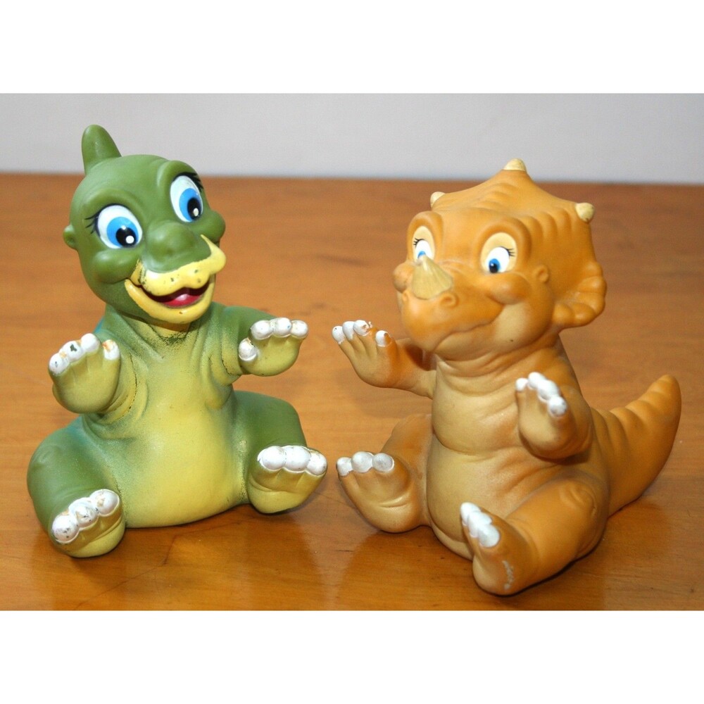 Vintage Land Before Time Pizza Hut Puppet Ducky & Spike Figures Lot 2 - 80s Toys